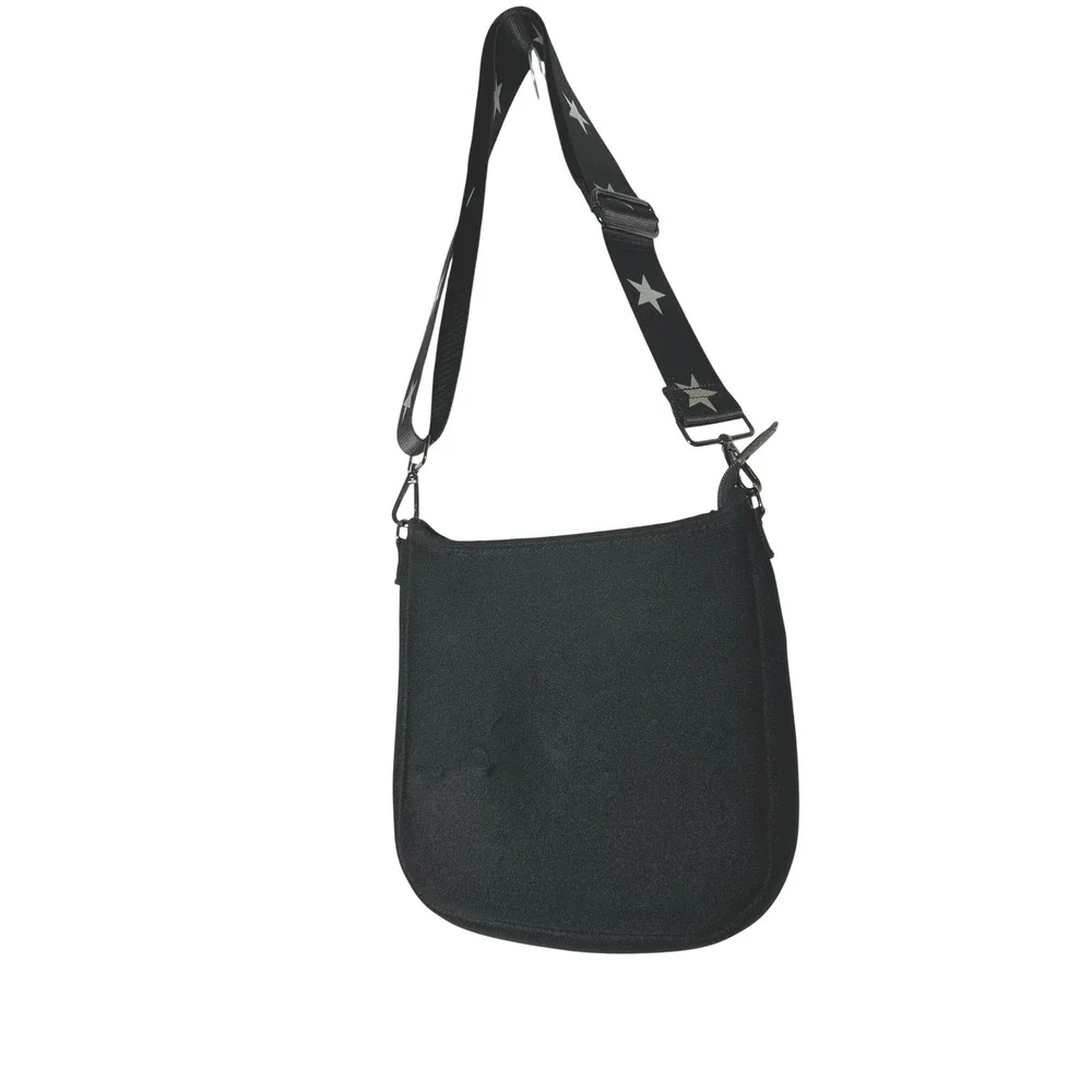 Haute Shore Greyson Neoprene Crossbody Bag Rose Gold Racing Stripe Star Strap